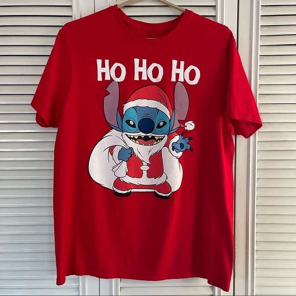 Disney Stitch HO HO Crew Neck Red shirt - Picture 1 of 11